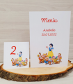 Meniu si numar de masa Alba ca Zapada si Piticii