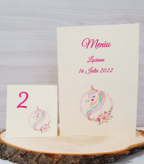 Meniu si numar de masa Unicorn
