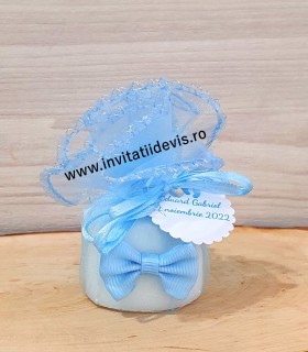 Marturie Botez Lumanare Saculet Bleo si Papion