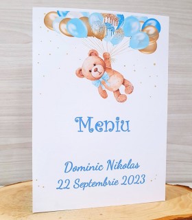 Meniu Botez Ursulet Baloane Blue MB81