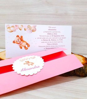 Invitatie Botez Ursulet si Baloane Roz IB94