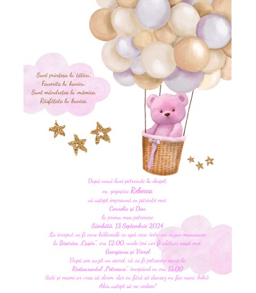 Invitatie Botez Electronica Ursulet Fetita