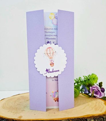 Invitatie Botez Unicorni Lila