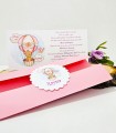 Invitatie Botez Ursulet in Balon Roz